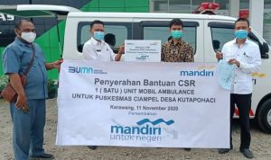 Puskesmas Ciampel Mendapatkan Hibah Mobil Ambulance Dari Bank Mandiri Cabang Karawang