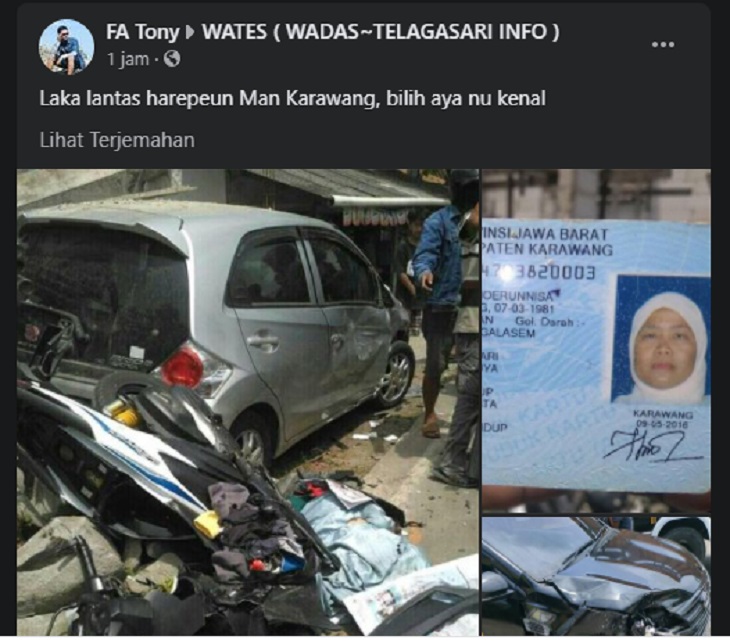 Identitas Korban Kecelakaan Maut di Jalan Syech Quro Karawang