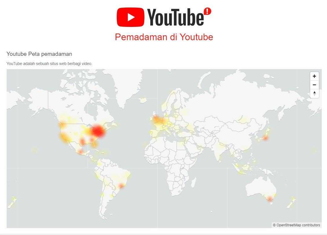 Gawat! Server YouTube Tumbang Hampir di Seluruh Dunia