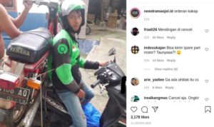 Parah, Ojol Ini Dapat Orderan Angkut Motor. Foto: Screenshot Instagram @newdramaojol.id.